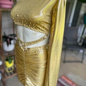 Gold One Shoulder Dress